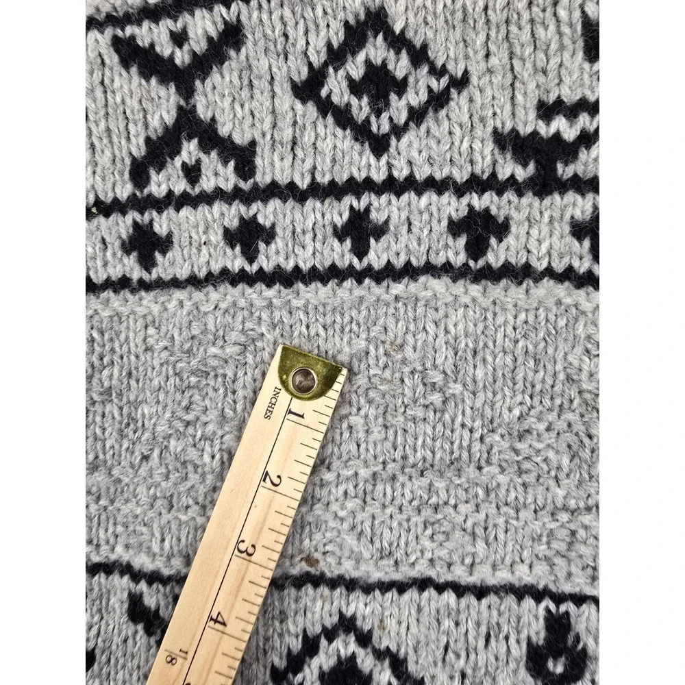 Vintage Gap Turtleneck Sweater‎ Mens L Gray 100% Wool Hand Knit Fair Isle *Read